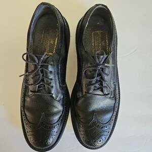 Stuart McGuire Black Leather Oxford Derby Shoes, Size 8.5 D Longwing Brogue